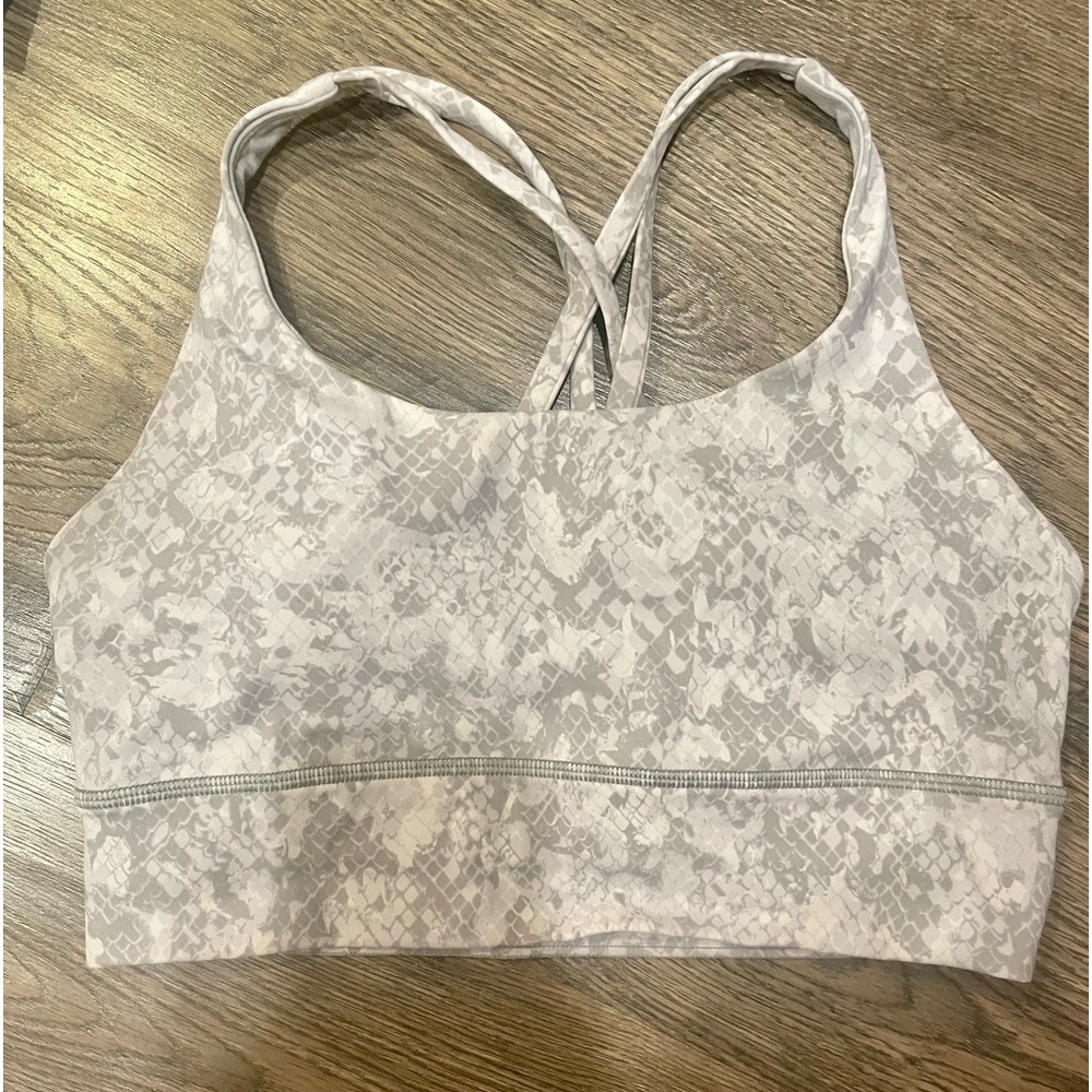 Lululemon Energy Bra Snake Skin Grey and White